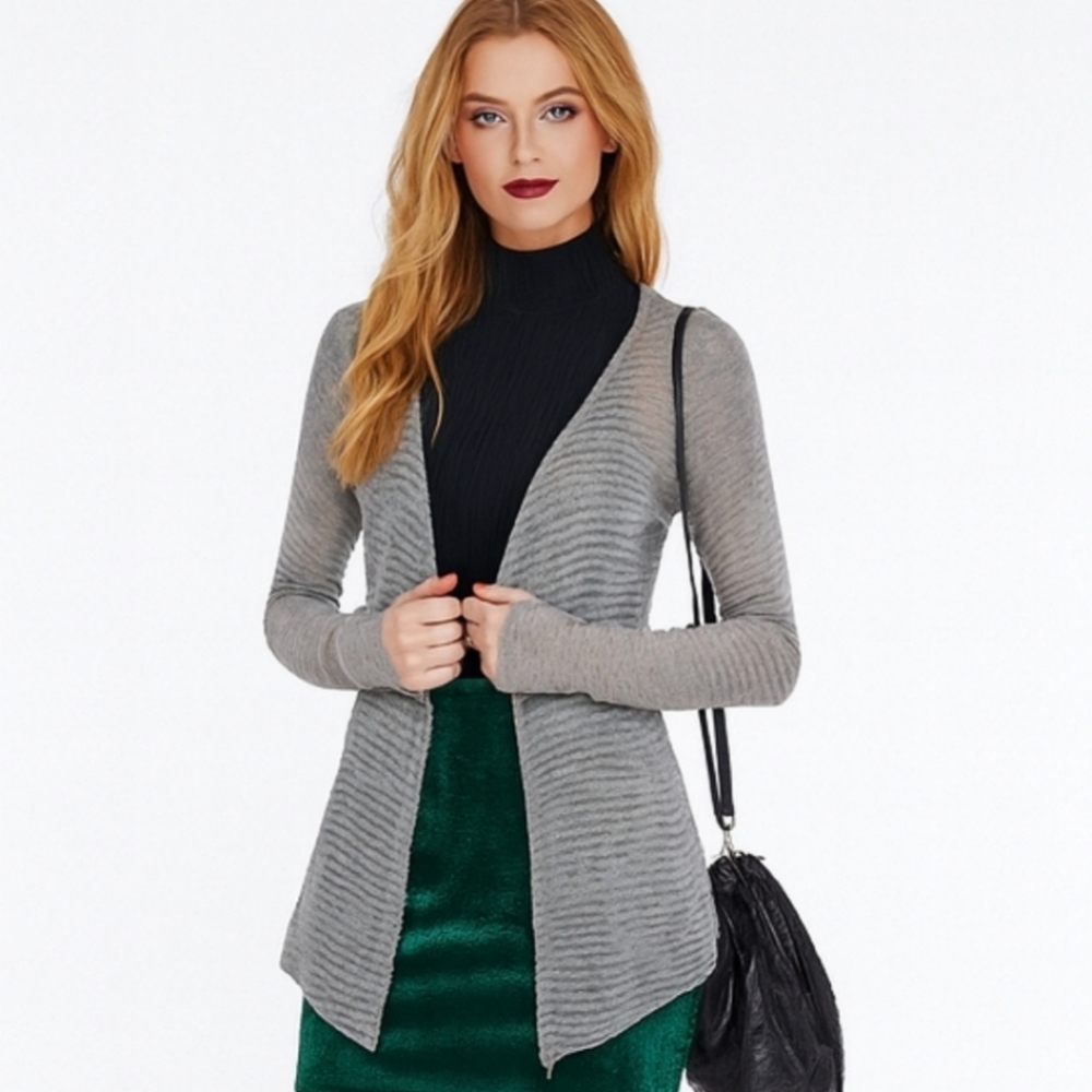 Eileen Fisher Open-Knit Linen Mohair Open Front Cardigan | XS